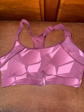 Under Armour Purple-Pink Geometric High-Impact Sports Bra